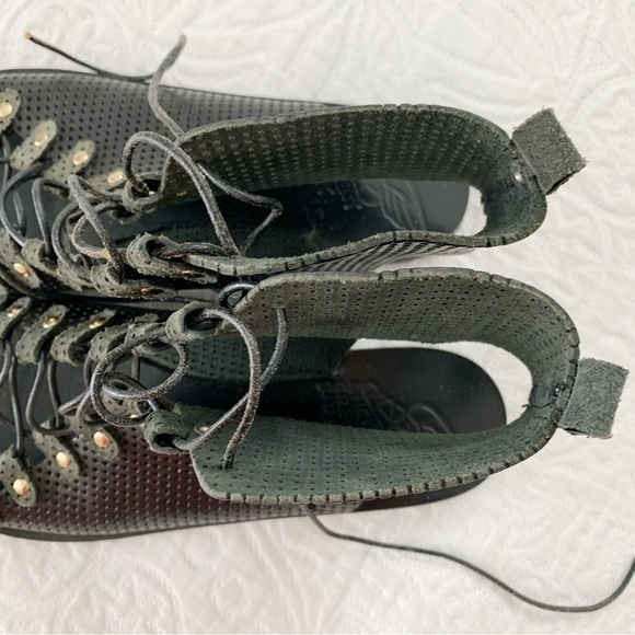 ANCIENT‎ GREEK SANDALS Mache Gladiator Lace Up Sandals, Perforated Black - Picture 6 of 10